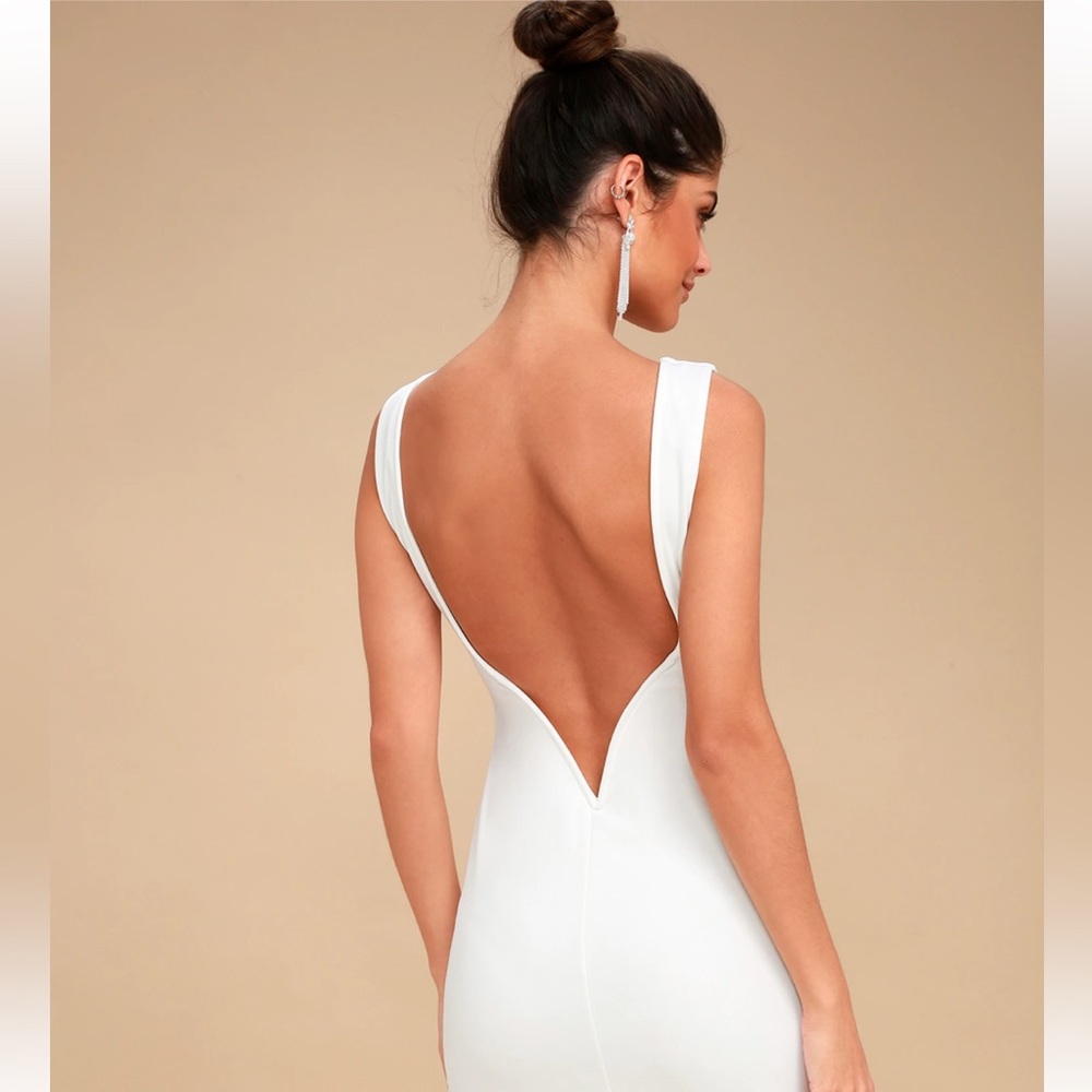 White Backless Midi Dress XS